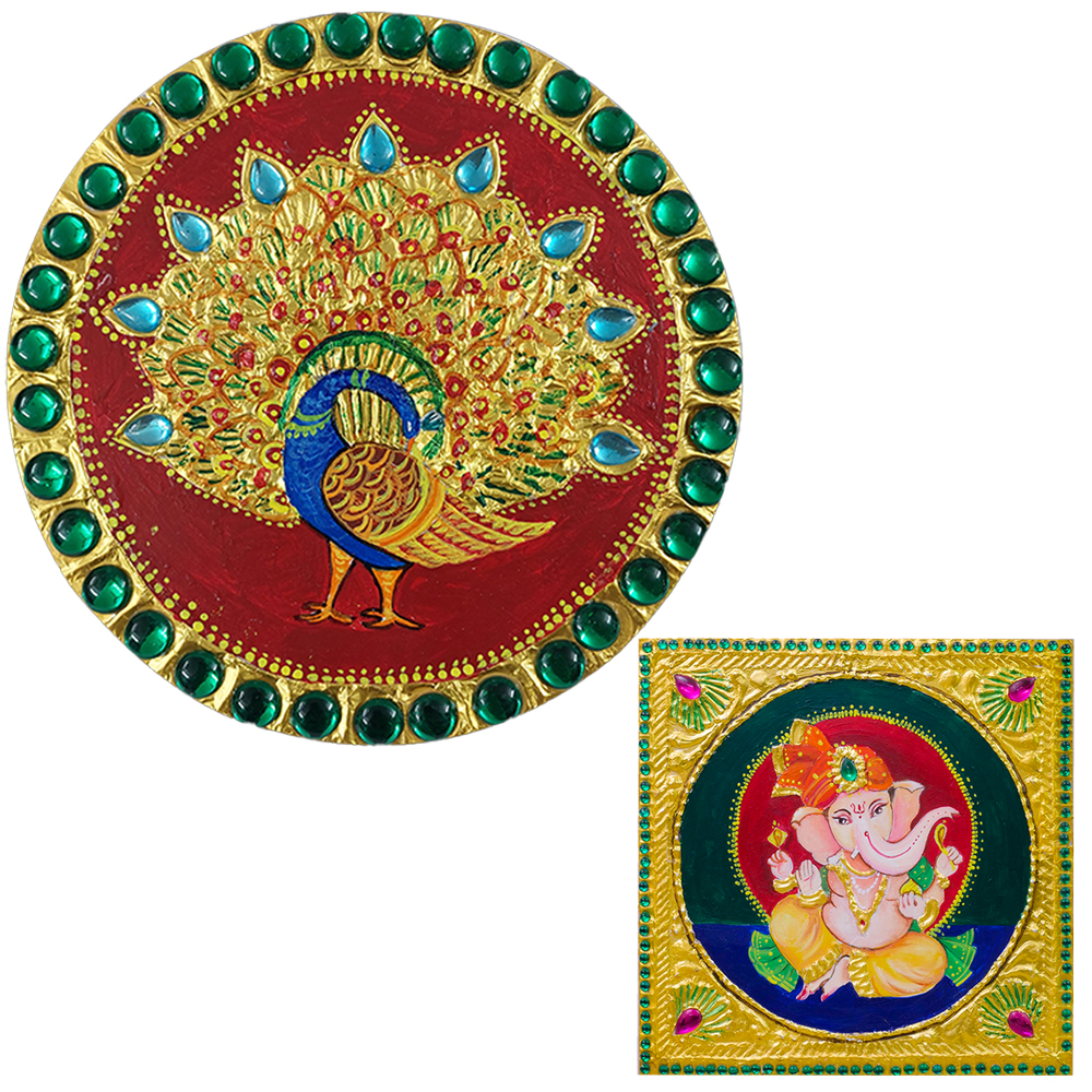 Tanjore Painting On Round MDF DIY Kit by Penkraft